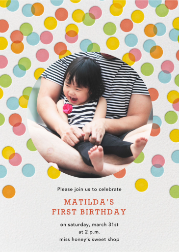 Rainbow Bubbles (Photo) - First Birthday Invitation by Petit Collage