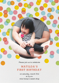 Rainbow Bubbles (Photo) - First Birthday Invitation by Petit Collage