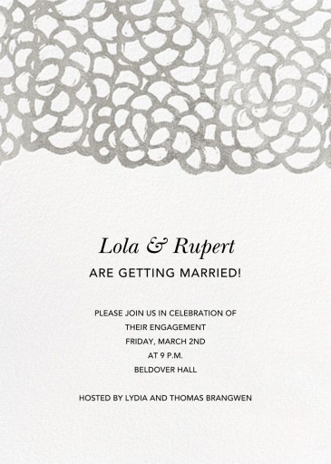 Gardenia (Tall) - Engagement Party Invitation by Oscar de la Renta