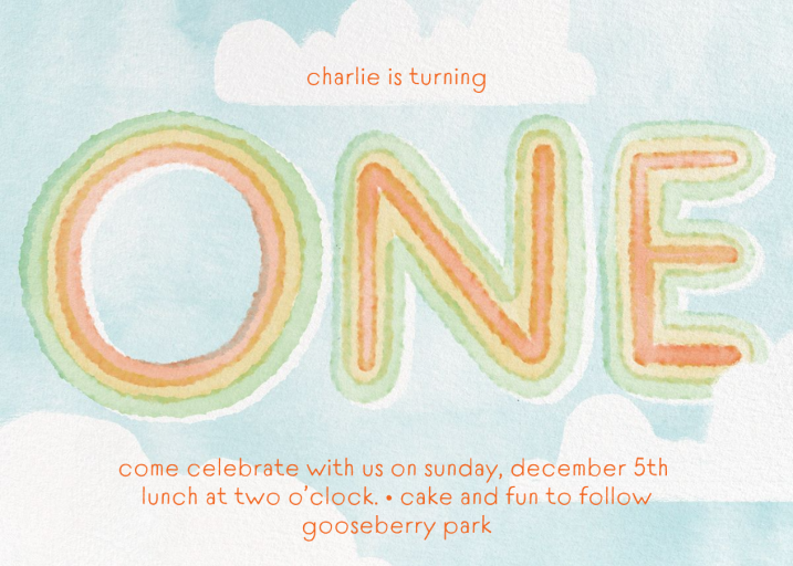 Gentle Rainbow - First Birthday Invitation by Paperless Post