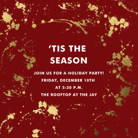 Red Gold Paint Splatter Invitation