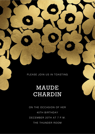 Gold Unikko - Birthday Invitation by Marimekko