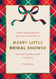 Plaid Bow Holiday Invitation