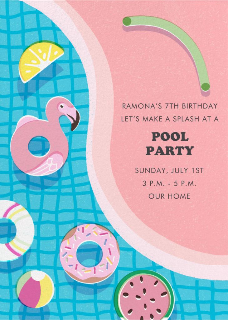 Pink Pool Invitation