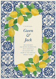 Amalfi Lemons Blue Tile - Engagement Party Invitation by Paperless Post
