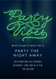 Party Vibes Green Neon Sign - Invitation by Cheree Berry Paper & Design