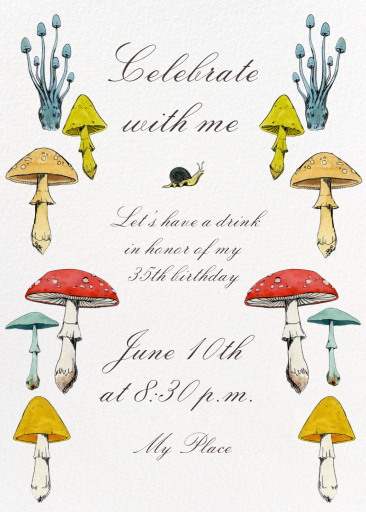 Watercolor Mushroom Invitation