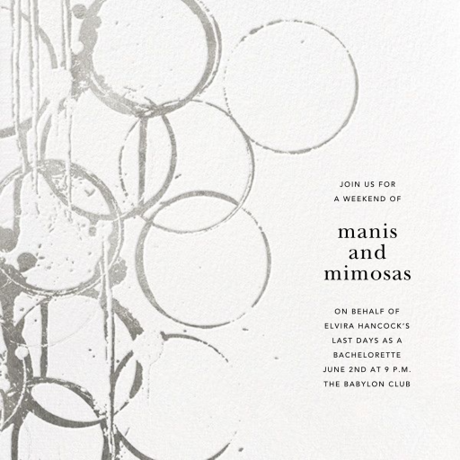 Metallic Circles Watermark - Bachelorette Party Invitation by Kelly Wearstler