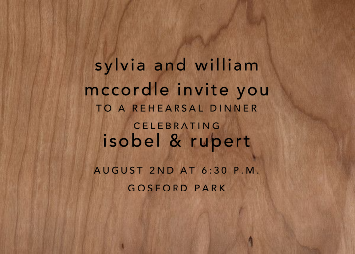 Wood Grain Light - Rehearsal Dinner Invitation by Paperless Post