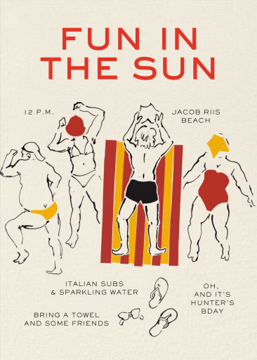 Towel-Dry - Summer Party Invitation by Sam Crosby