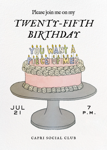 Illustrated Cake Birthday Invitation