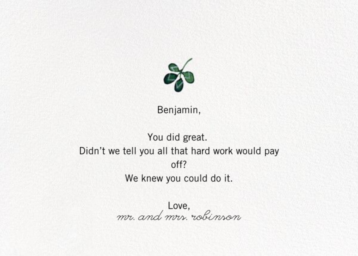 Pelargonia (Anna Emilia Laitinen) - Graduation Card by Red Cap Cards - Back