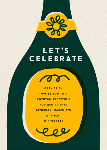 Champ Bottle - Cocktail Party Invitation by The Indigo Bunting