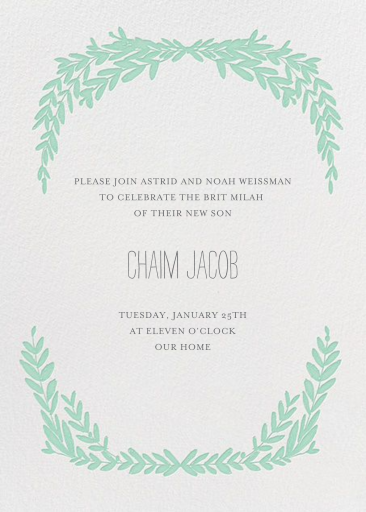 Laurel in Love - Bris/Baby Naming Invitation by Mr. Boddington's Studio