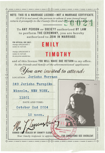License to Wed - Wedding Invitation by Annie Atkins