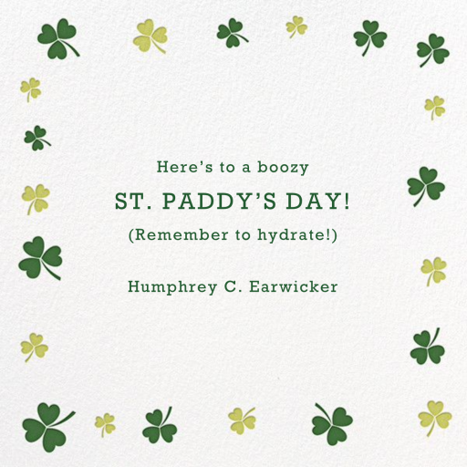 Shamrock Luck - St. Patrick's Day Card by Paperless Post - Back
