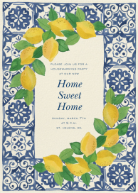 Amalfi Lemons Blue Tile - Housewarming Invitation by Paperless Post