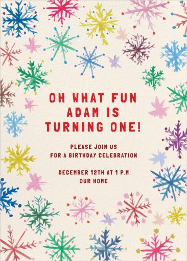 Colorful Snowflake Invitation