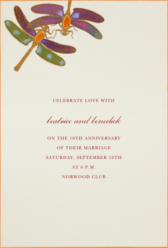 Dragonflies - Anniversary Invitation by Bernard Maisner