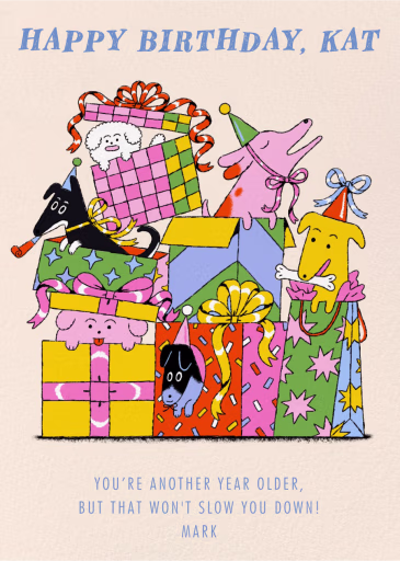 Puppy Presents - Birthday Card by Min Heo