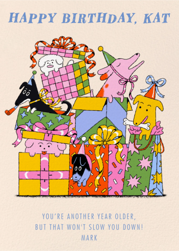 Puppy Presents - Birthday Card by Min Heo