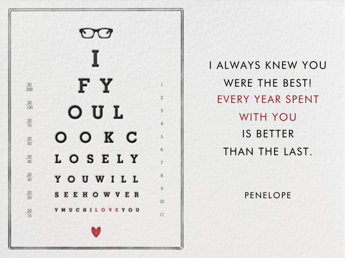 Eye Chart - Anniversary Card by Mr. Boddington's Studio