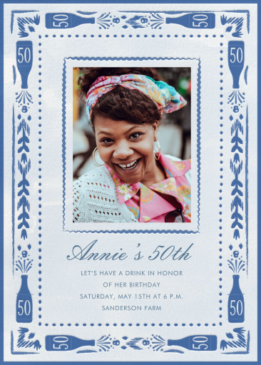 Photo Blue Bottle 50th Invitation