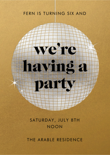 Sparkly Disco Ball - Birthday Invitation by Paperless Post