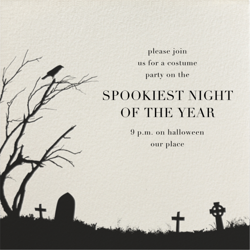 Spooky Graveyard Silhouette Invitation
