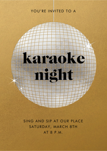 Sparkly Disco Ball - Karaoke and Music Invitation by Paperless Post