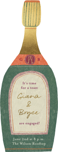 Champagne Bottle Cutout - Bridal Shower Invitation by Maisy Summer