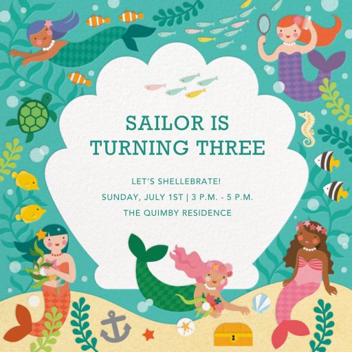 Mermaid Frame - Birthday Invitation by Petit Collage