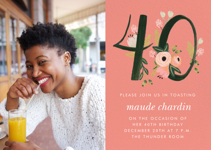 Botanic Numerals Photo - 40th Birthday Invitation by Rifle Paper Co.