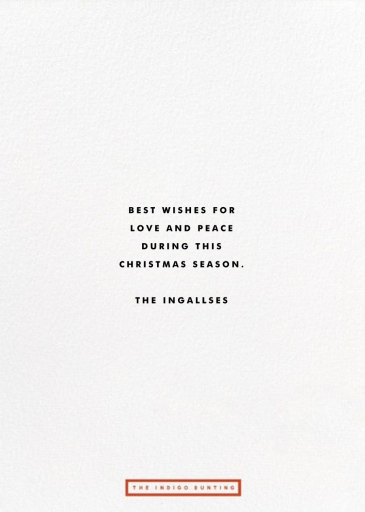 Comfort and Joy - New Year's Card by The Indigo Bunting - Back