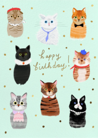 Sophisticated Cats - Birthday Card by Carolyn Suzuki Studio
