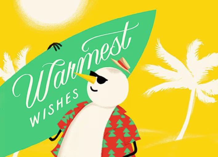 Surfing Snowman - Holiday Card by Paperless Post
