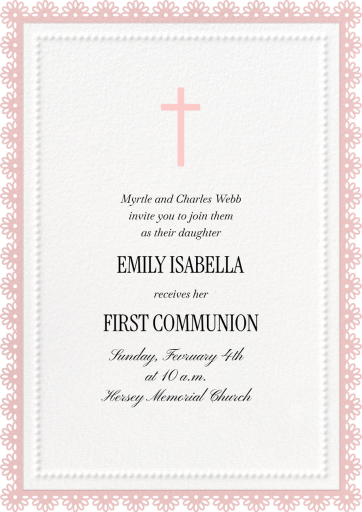Lace Border - First Communion Invitation by Paperless Post