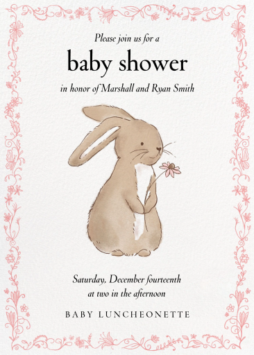 The Flower and the Bunny - Baby Shower Invitation by Paperless Post