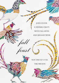 Colorful Pheasant Fall Invitation