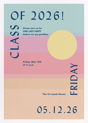 Sunset Stripes - Graduation Party Invitation by Gold Rush Paper