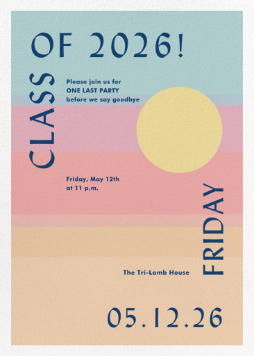 Sunset Stripes - Graduation Party Invitation by Gold Rush Paper