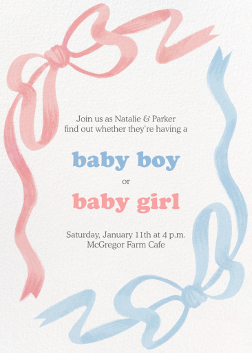 Soft Ribbons - Gender Reveal Invitation by Paperless Post