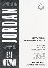 Invitación para un bat mitzvá con la estrella de David