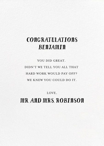A Hole in Your Safety Net - Graduation Card by Mr. Boddington's Studio - Back