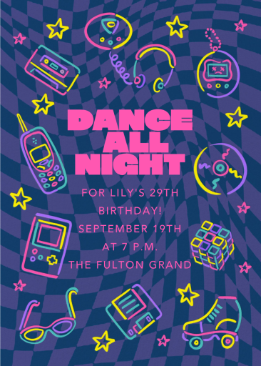 90s Retro Neon Icons Invitation