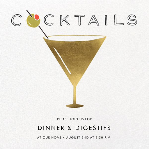 Gilded Martini - Cocktail Party Invitation by Rifle Paper Co.
