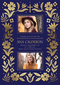 Golden Floral - Confirmation Invitation by Paperless Post