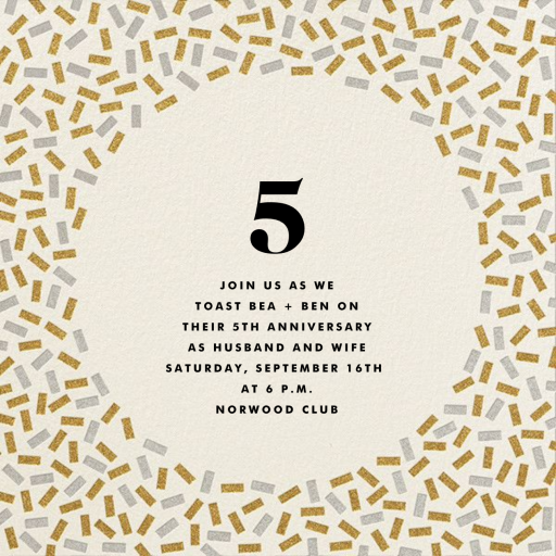 Gold & Silver Confetti - Celebration Invitation by The Indigo Bunting