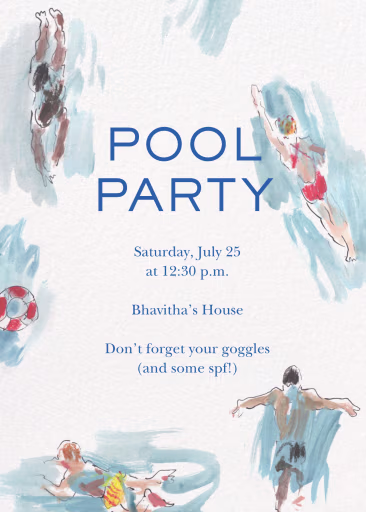 Pool Impressions - Pool Party Invitation by Sam Crosby
