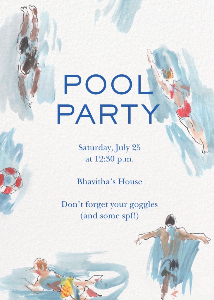 Pool Impressions Invitation